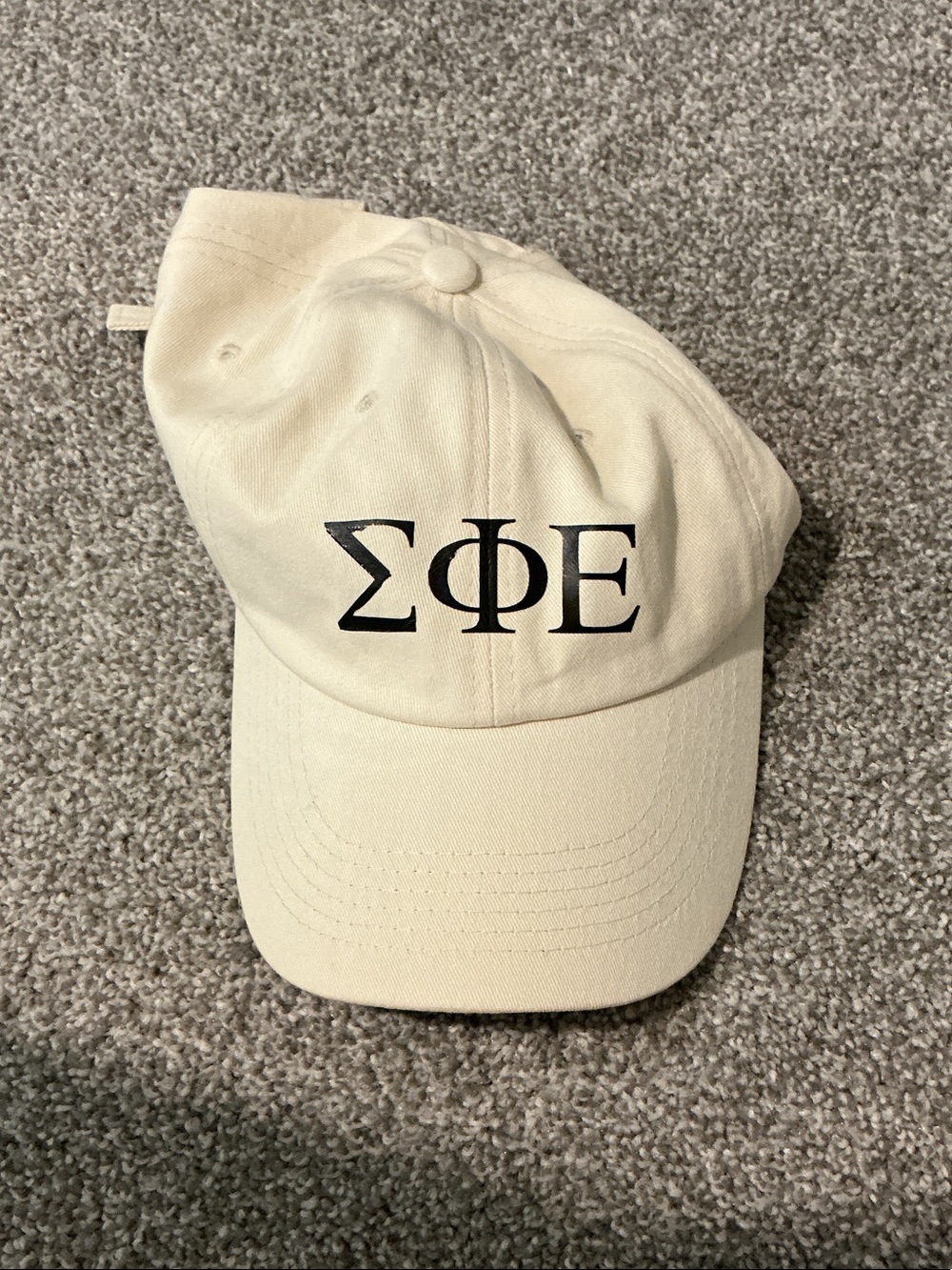 Amazon Custom Cream Baseball Cap with Black Greek Letters ΣΦΕ
